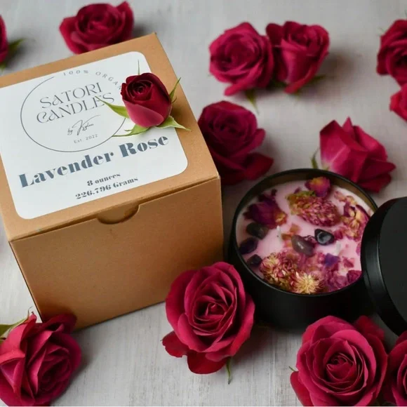 LavenderRose Quartz Crystal Candle Organic - Picture 6 of 11